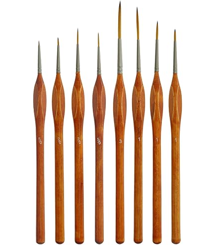 XDT#830 Extra Long Fine Point Artist Liner Brush Set de 6 Piezas #000#00#00# 0#1#2#3 Detalles Finos Acuarela acrílico Aceite