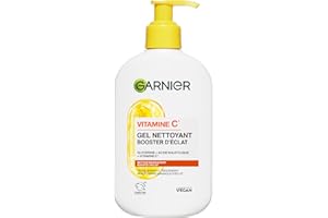 GARNIER Skin Active - Gel Nettoyant Booster D'Éclat - pH Neutre - Démaquille En Douceur, Hydrate & Illumine - Enrichi En Vitamine C & Glycérine - Vegan & Cruelty Free - Tous Types de Peaux - 250 ml