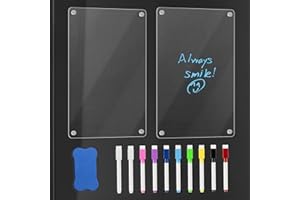 Rebanky 2 Piezas Pizarra Magnetica Transparente Nevera Calendario 30x20 cm Pizarra Acrílica Transparente Magnética con 10 Rotulador Pizarra Magnetica