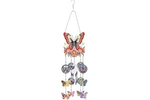 Lebartm DIY Diamond Art Painting Wind Chime Pendant Handmade Creative Butterfly Three Dimensional Dreamy and Beautiful Hanging Ornament Home Garden Wall Door Decor
