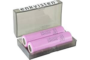 ENKVISTEN 2xSamSung 18650 35E 3450mAh 10 3.7V 18650 Lithium Li-Ion Flachpol-Akku inkl. Kunststoffbox
