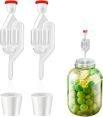 Valvole Di Fermentazione Per Vino Casalingo - Set 4 Pezzi Con Anelli Di Gomma E Coperchi - Foto 6