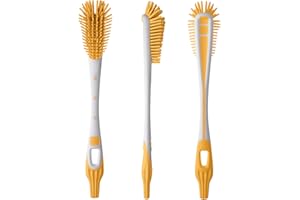 MAM, Goupillon pour biberon & tétine (coloris aléatoire) – Brosse de nettoyage en silicone avec poils extra-souples – Brosse à biberon et tétine anti-rayures