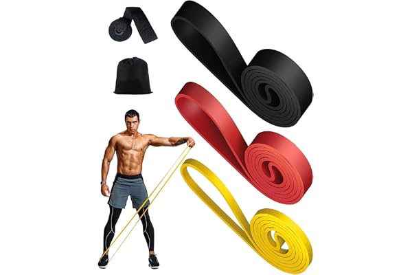 Élastique Musculation Zumhigh - Ensemble de 3 Bandes de Résistance avec Ancrage de Porte pour Entraînement Pilates, Yoga, Stretching, Rééducation Physique et Élastique Musculation Traction