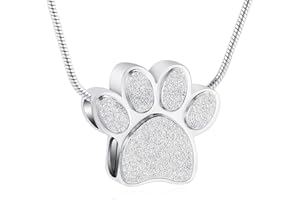 VCCWYQK Joyería de cremación de mascotas para cenizas Collar de urna con estampado de patas para cenizas para perro Joyería de recuerdo para regalos conmemorativos colgantes de cenizas de gato