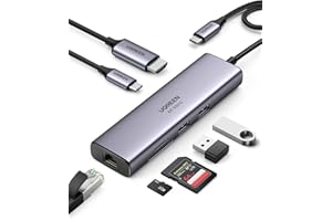 ‎UGREEN UGREEN Revodok 107 USB C Hub Ethernet 7 in 1 Dock mit 4K 60Hz HDMI, LAN RJ45, PD 100W, SD/TF, 2 USB 3.0 Kompatibel mit iPhone 17/16, Mac mini M4, MacBook Pro/Air, iPad Pro, Surface Pro 7, iMac usw.