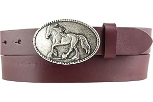 BELTINGER Cintura per bambini per cavalieri con fibbia in pelle bovina integrale da 3 cm | Cintura per cavalieri da 30 mm per calzoni da equitazione | con motivo di cavalli