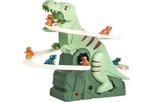 OUQRRET Dinosaur Climbing Stairs Toy for Kids, Electric Stair Slide with Lights and Music, Electric Race Track Game, Fun Slide Roller Coaster, Develop Motor Skills, for Kids