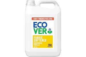 Ecover sköljmedel påfyllningspaket, ger mjuk och smidig tvätt, gardenia och vaniljdoft, 200 tvättar, 1 x 5 l