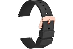 WOCCI Silicone Watch Strap with Rose Gold Buckle, Quick Release, Replacement Band 14mm 16mm 18mm 20mm 22mm