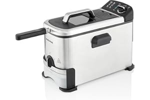 Morphy Richards Filter Pro Stainless Steel 3L Deep Fat Fryer, Detachable Basket Handle, Self-cleaning Oil Filtration System, Viewing Window, Variable Temperature Control, Stainless Steel, 2KW, 482001