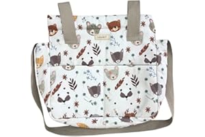 Cosamui Bolso para Carrito de Paseo de bebé - Universal - Gran Capacidad - Bolsillos Exterior e Interiores (Animales Bosque)