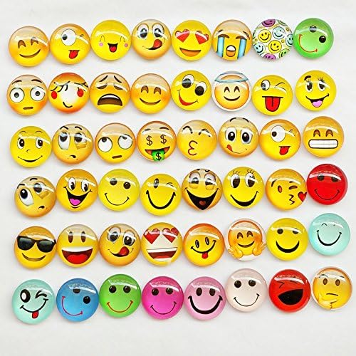 Zhanyue Embellishment Random 20pcs 25mm 1" Assorted Styles Grimace Glass Flatback Flat Backs Button Glass Cameo Cabochon Phonecover Scrapbooking Diy Craft (25mm (1"))