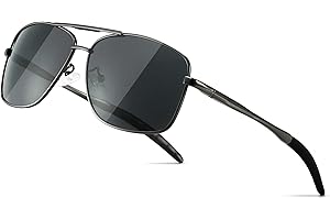 SUNGAIT Męskie Spolaryzowane Kwadratowe Okulary Przeciwsłoneczne Lotnicze Trwała Metalowa Rama do Wędkowania Jazdy Golfem 100% Ochrona Przed Promieniowaniem UV