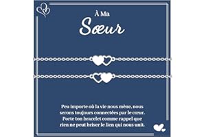 VU100 Bracelets pour Sœurs en Acier Inoxydable - Cadeaux d'Anniversaire en Forme de Cœur pour Meilleures Amies