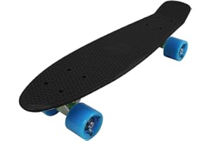 Vinsani® Retro Cruiser Plastic Skateboard 22" X 6" Available In Various Deck Colours with Transparent or Solid Coloured Wheels Includes a Free Carry Bag for the Skateboard