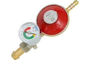 Dapetz ® Propane Gas Regulator 37mbar With Pressure Gauge 16 bar Screw In Male Pol 5/8"