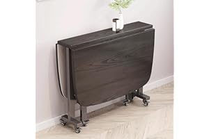 VVPPE Wooden Kitchen Folding Dining Table, Extendable Rectangular Drop Leaf Table For Small Spaces With Moveable Wheels, Dining Drop Leaf Table