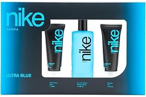 NIKE - Ultra Blue Colonia 100 ml + Gel de Baño 75 ml + After Shave 75 ml, Estuche de Regalo Hombre, Eau de Toilette Natural y Masculina, Aroma Oriental Floral, Fragancia Fresca, Valiente y Duradera