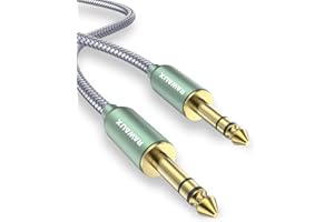 RAWAUX Cavo Chitarra Elettrica, Cavo Jack Audio per 6.35mm TRS Cavo per Strumenti Bilanciato in Nylon Intrecciato per Chitarra, Basso, Microfono, Amplificatore, Mixer (TRS - 6.35mm, 1M)