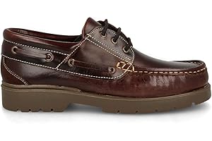 PAYMA - Chaussures Bateau Homme Femme Enfant Garçon Unisexe en Cuir Spécial Seahorse Huilé. 3 Oeillets Lacet Classique Docksides. Semelle en Caoutchouc. Coleurs Brun, Bleu et Noir