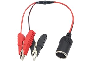 QIANRENON Cable de extensión de Pinza de cocodrilo con Enchufe Hembra Hembra Encendedor de Cigarrillos,Cable de extensión de Pinza de cocodrilo, Cable de extensión de Clip debatería,Fusible 5A,40 cm