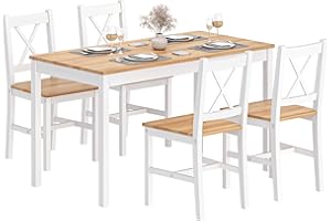 soges Juego de Muebles Comedor con 4 Sillas y Mesa de Comedor de Cocina, Conjunto de Mesa de Comedor de 5 Piezas para Cocina Comedor