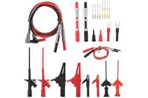 Cables Prueba Multimetro + Akozon P1300E 24 Piezas Kits De Cables De Prueba Sonda De Multímetro Multifunción Reemplazable Gancho/Punta De Prueba/Banana Plug/Clip De Cocodrilo