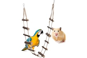 Fdit Vogelleiter Spielzeug Hamster Treppen Holz Flexible Hängebrücke Kletterschaukel für Papagei Wellensittich Sittich Nymphensittich African Grey Hamster Eichhörnchen