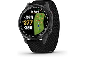 Garmin Approach® S50, Reloj Inteligente avanzado GPS de Golf, Pantalla AMOLED, características en el Campo, frecuencia cardíaca basada en la muñeca, Bisel de Aluminio Pizarra con Correa de Nailon
