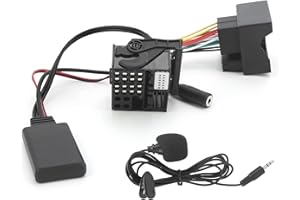 Adaptateur AUX pour Adaptateur Audio de Voiture E60, Adaptateur Audio de Câble AUX Bluetooth 5.0 de 59,1 Pouces avec Microphone pour E60 E63 E64 E65 E66 E87