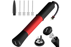 FENXYO Ball Pump with Needle Storage(Never Lose Pin) Basketball Pump with 5 Needles and Extendable Cable, Soceer Football Pumps, Volleyball Pump Rugby Ball Inflator - Great for All Balls - 1&2 Pack Avaiable