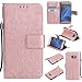 Produktbild Hozor PU Leder Hülle für Samsung Galaxy S7 / SM-G930F 5.1 zoll Embossing Prägung Blumen Muster Ledertasche Weiche TPU Soft Rückseite Abdeckung Handytasche Bumper Schutzhülle Brieftasche Flip Case Wallet Cover Bookstyle Handyhülle Tasche Anti-Scratch Shell Folio Klapphülle mit Standfunktion Magnetverschluss und Kredit Kartenfächer - Rose Gold