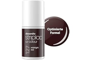 ‎ALESSANDRO alessandro Striplac UV-Nagellack Midnight Red - Deckend & Kratzfest bis zu 15 Tage - Leichtes Auftragen - Schonende Abziehtechnologie - Vegan - Rot, 6,5ml