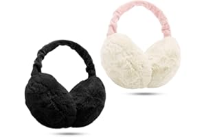 KQueenStar Direct Ear Muffs Women - 1/2 Piece Winter Earmuffs Adjustable Faux Fur Ear Warmer Soft Warm Windproof Plush Earmuffs Foldable For Men/Girl Thanksgiving