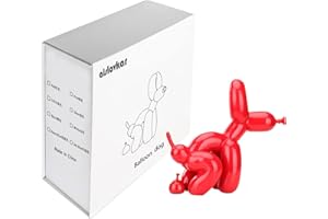 alslovkar Statua a forma di cane con palloncino, decorazione per la casa, moderna scrivania e ufficio, decorazione per la casa, accessori per il soggiorno (Dipinto-Rosso,10x10x4cm)
