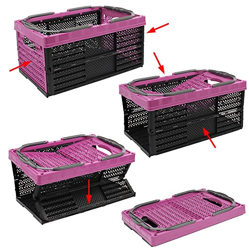 COM-FOUR® Klappbox mit Henkeln, klappbarer Einkaufskorb, 16 Liter, 40 x 26 x 20 cm (lila) - 3