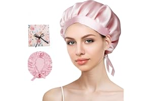 GORSMOON Silk Hood for Sleeping - 100% Mulberry Silk Sleep Cap, Adjustable & Breathable Sleep Cap Silk, Silk Bonnet for Women, Non-Slip & Easy Care (Pink)