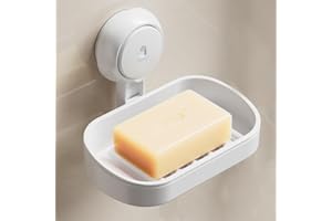 TAILI Jabonera Baño, Soporte de Succión para Jabón de 3 KG para Baño, Bañera, Montado en Pared, Impermeable, Sin Taladro, Jabonera Ducha Desmontable, Vaso de Succión para Esponja de Lavabo, Blanco
