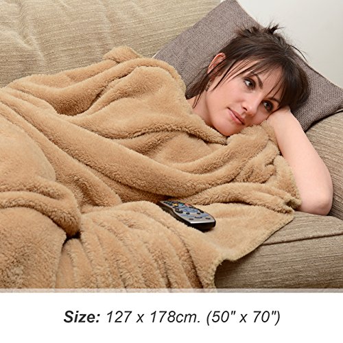 Snug Rug Kuscheldecke, Luxusversion aus Sherpa-Fleece, Überwurf, Sandbeige, 127 x 178 cm - 5