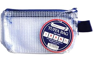 Habercrafts Mini Tuff Bag Cartera con Cremallera de plástico Transparente con Cremallera, Estuche para lápices, Resistente al Agua, Bolsas de Malla reforzadas (Mini - 1 Paquete)