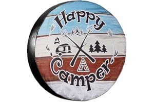 JSCARLIFE Happy C-amper Spare Tire Cover Wheel Protectors Weatherproof Dust-Proof Wheel Covers Universal Fit for Trailer Rv SUV Truck C-amper Travel Trailers Accessories (15 Inches （70-75CM）)