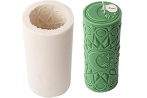 Xidmold Moule à bougie en silicone pour bougie en forme de colonne de soleil, lune, pour bougies en cire de soja, bricolage (B, grand)