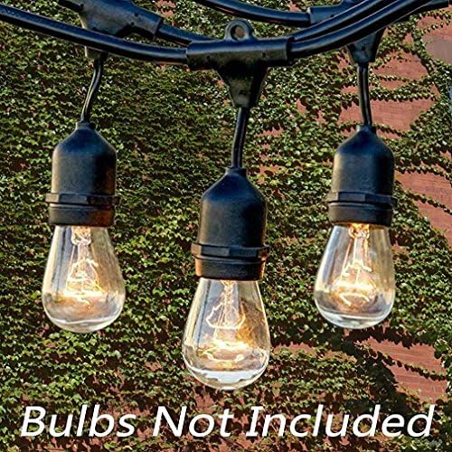 Fetoo®33 Feet Outdoor Weatherproof String Lights Heavy Duty - with 9 E27 Hanging Sockets, Black Wire | Best for Patio, Garden, Festoon Party Decoration ( Bulbs Not Included )
