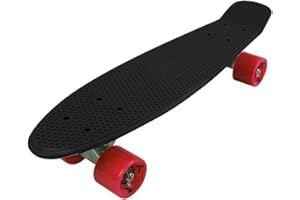 Vinsani® Retro Cruiser Plastic Skateboard 22" X 6" Available In Various Deck Colours with Transparent or Solid Coloured Wheels Includes a Free Carry Bag for the Skateboard