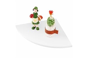 TREOAKWIS Corner Shelf White - Oak Floating Corner Shelf for Wall, Solid Wood Wall Mounted Storage Display for Bedroom Decor, Living Room, Small Spaces (White, 7 inches)