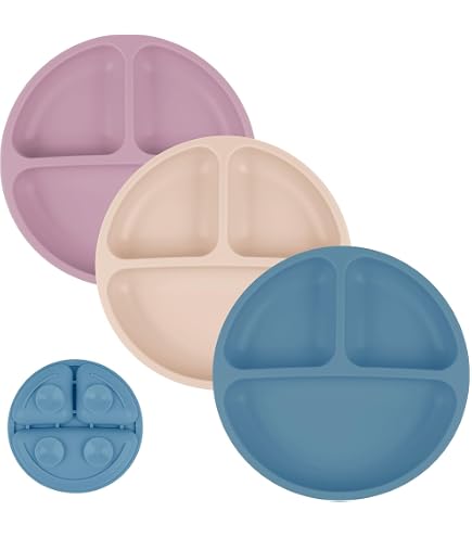 Lot De 2 Assiettes Bébé à Ventouse Vicloon - Anti-dérapantes, Lavables Micro-ondes