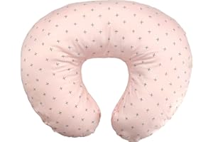 LAT LEE AND TOWN Nursing Pillow for Breastfeeding Baby, Multifunctional Breastfeeding Pillow with Pillowcase U Shape 100% Cotton, Washable Maternity Pillow for Bottle Breast Feeding Infant Support (Pink Cross)