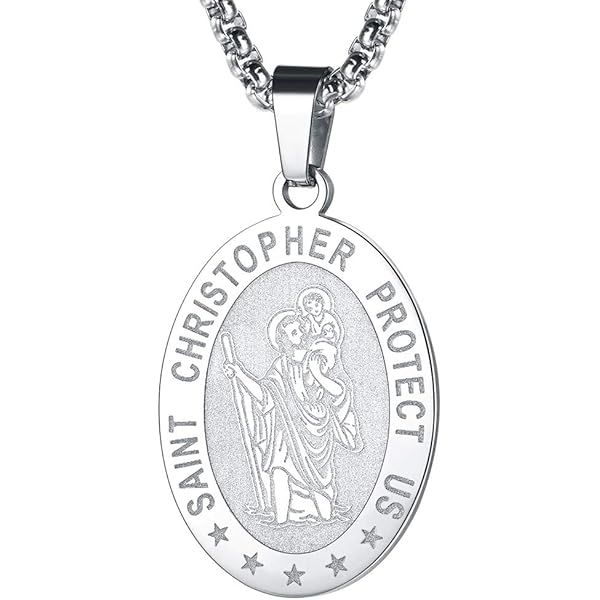 Alexander Castle Piccolo ciondolo in argento Sterling di San Cristoforo, diametro 12 mm, con catena lunga 40,64 cm Alexander Castle Piccolo ciondolo in argento Sterling di San Cristoforo, diametro 12 mm, con catena lunga 40,64 cm