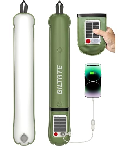 Lampe Solaire Camping Gonflable RGB 4000mAh - Bâton Lumineux LED Portable IP66 Étanche - Recharge USB Tente Urgence Extérieur